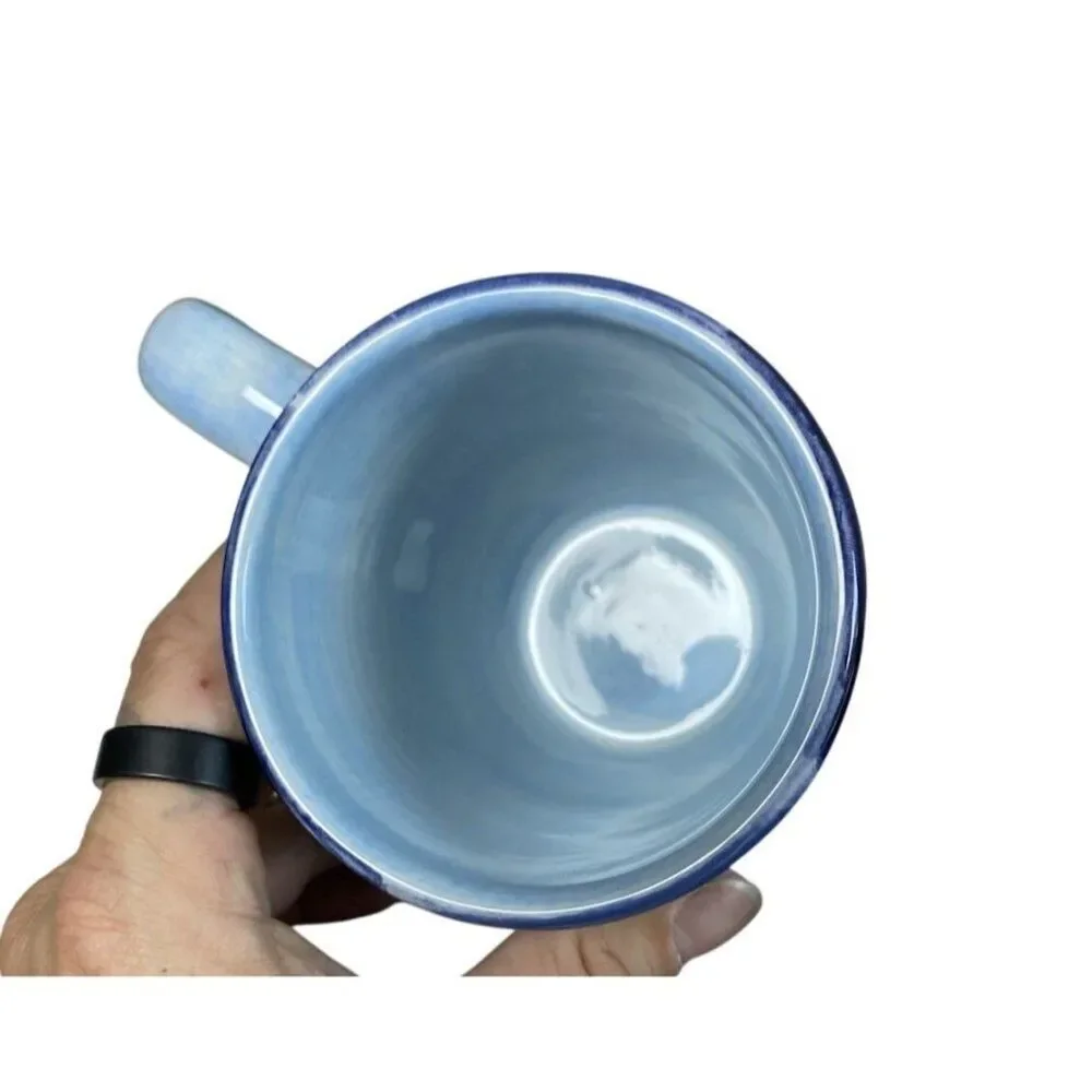 Crate & Barrel Ceramic Blue Gradient Coffee Mugs Set Of Two Kitchenware